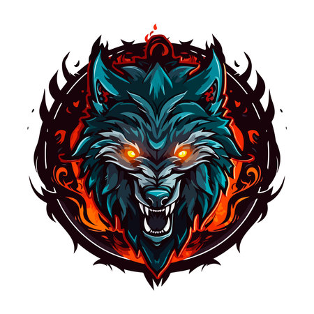 Wolves mascot esport logo character design for wolf gaming and sport. Vector illustration of wolf head.のイラスト素材