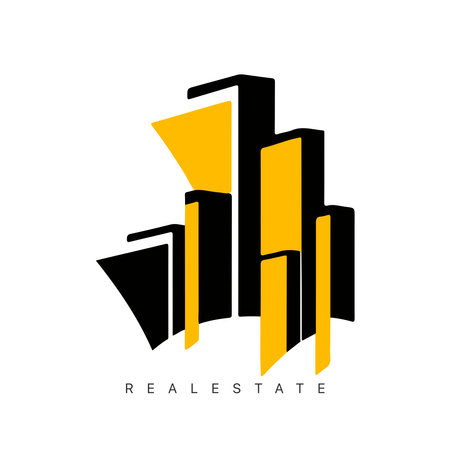 Real estate logo design with line art style. City building vector abstract for Logo Design Inspiration.のイラスト素材