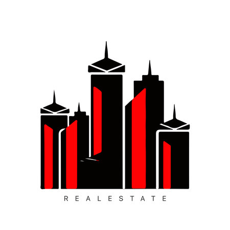 Real estate logo design with line art style. City building vector abstract for Logo Design Inspiration.のイラスト素材