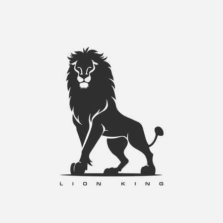 Lion King vector logo template. wild animal lionのイラスト素材