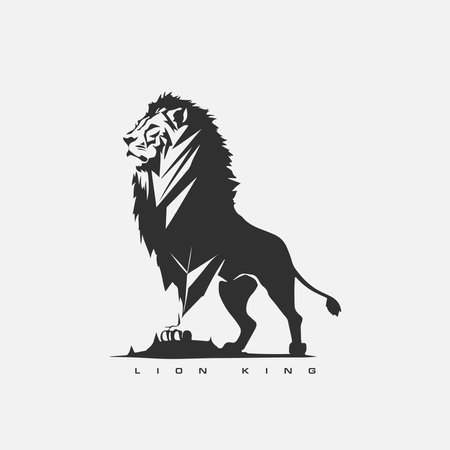 Lion King vector logo template. wild animal lionのイラスト素材