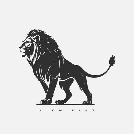 Lion King vector logo template. wild animal lionのイラスト素材