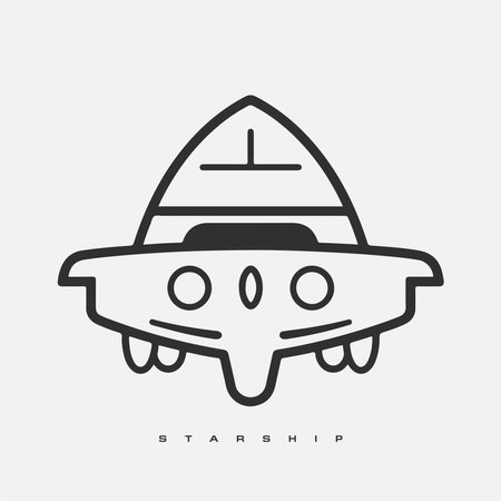 starship logo. Space satellite retro shuttle moon discovery logotypes of observatory vector badges isolated. Shuttle and satellite, spaceship and rocket adventure illustration.のイラスト素材