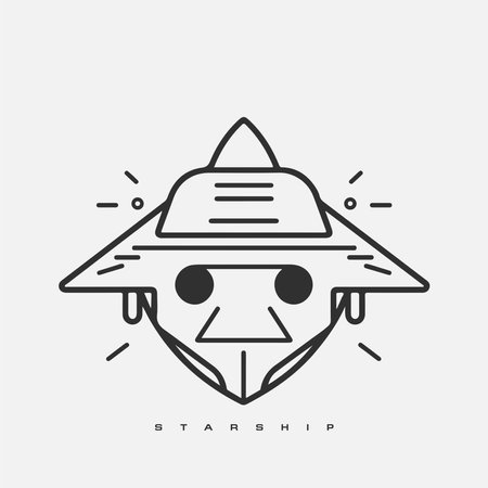 starship logo. Space satellite retro shuttle moon discovery logotypes of observatory vector badges isolated. Shuttle and satellite, spaceship and rocket adventure illustration.のイラスト素材