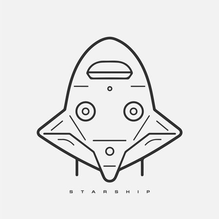 starship logo. Space satellite retro shuttle moon discovery logotypes of observatory vector badges isolated. Shuttle and satellite, spaceship and rocket adventure illustration.のイラスト素材