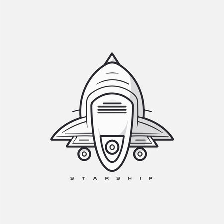 starship logo. Space satellite retro shuttle moon discovery logotypes of observatory vector badges isolated. Shuttle and satellite, spaceship and rocket adventure illustration.のイラスト素材