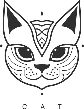 Modern abstract vector cat logo template. vector line artのイラスト素材