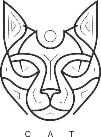 Modern abstract vector cat logo template. vector line artのイラスト素材