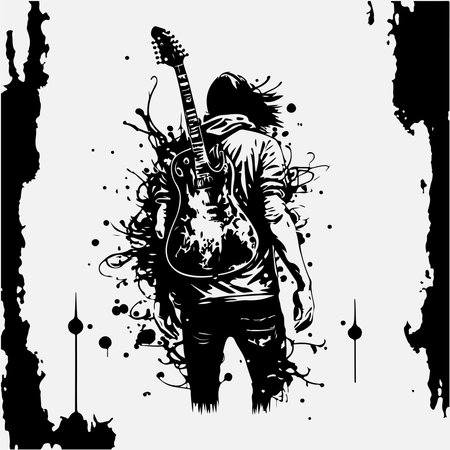 Man with guitar. rockstar. Punk. Musician artist vector illustration.のイラスト素材