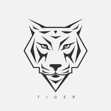 Modern abstract vector tiger logo template. line art tigerのイラスト素材