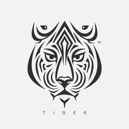 Modern abstract vector tiger logo template. line art tigerのイラスト素材