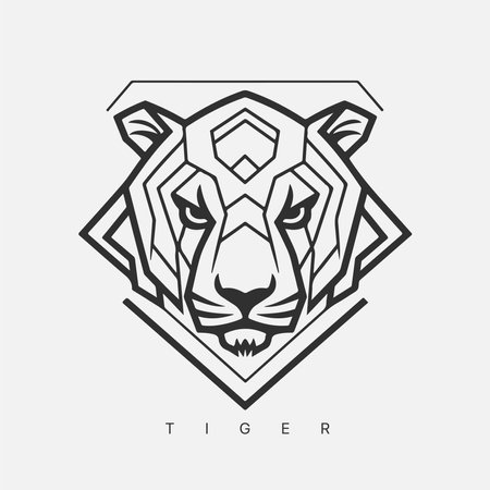 Modern abstract vector tiger logo template. line art tigerのイラスト素材