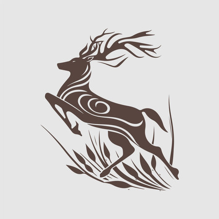 Modern abstract vector deer logo template. Deer illustration.のイラスト素材