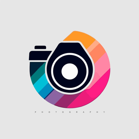 Modern abstract vector cat logo template. photography logotypeのイラスト素材