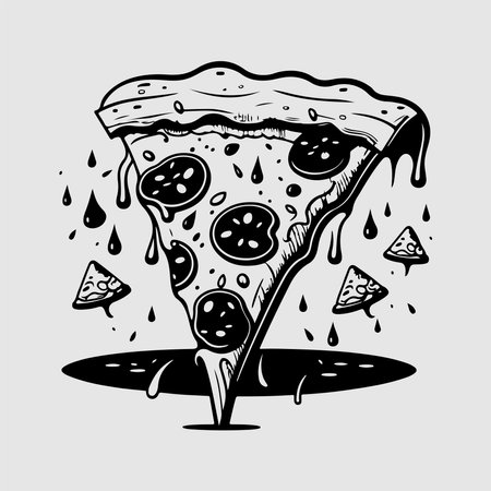 Modern abstract vector pizza logo template. Pizza illustration.のイラスト素材