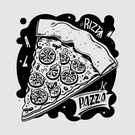 Modern abstract vector pizza logo template. Pizza illustration.のイラスト素材