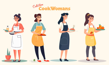Young beautiful vector woman figures collection. Set of vector girls.のイラスト素材