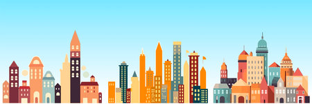 Abstract flat vector illustration of modern cityのイラスト素材