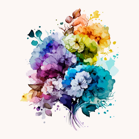 Watercolor vector flowers bouquet. Illustration of beautiful flowersのイラスト素材