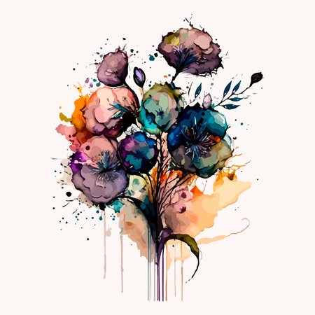 Watercolor vector flowers bouquet. Illustration of beautiful flowersのイラスト素材