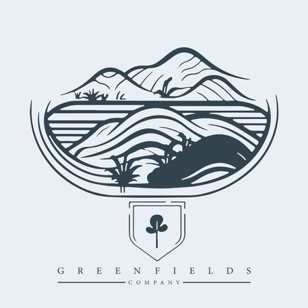 Modern abstract vector logo template of fields and mountains.のイラスト素材