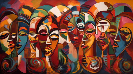 Modern abstract african art. Traditional african painting. AI generative.の素材