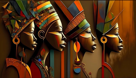 Modern abstract african art. Traditional african painting. AI generative.の素材