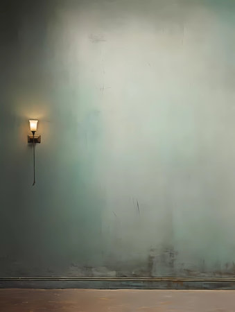 A grunge, vintage Interior background with wall. Interior design banner with copy space.の素材