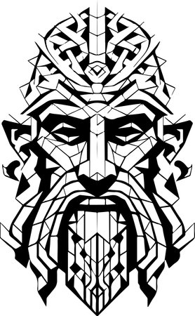 Vector ornamental ancient man head illustration. Abstract historical mythology man head logo. Good for print or tattoo.のイラスト素材
