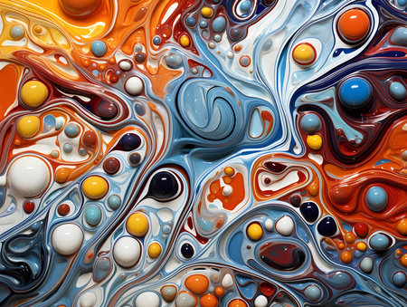 An abstract textured art painting background pattern. Liquid acryl. Virus, mold and fungus illustration concept.の素材