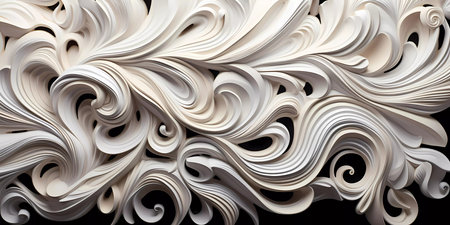 An abstract textured liquid marbling art background with wavy embossed lines. Interior decoration, wallpaper pattern.の素材