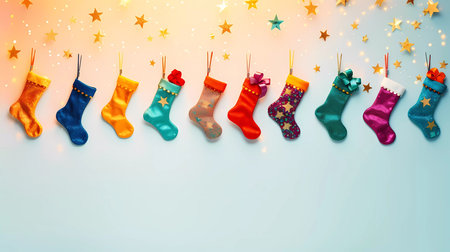 White empty background with a chrismas decorations. Copy space for text. Good for banners.の素材