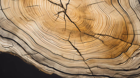 Abstract Wooden slice pattern with black, white and gold colors. High quality wood texture. Cross section of tree. Art Background for interiorの素材