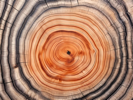 Wooden slice pattern. High quality wood texture. Cross section of tree. Background for interior.の素材