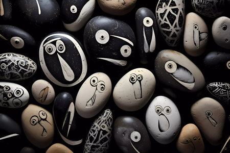 Colorful sea stones background, colored beach stones background, small stones wallpaper, colorful pebble background.の素材