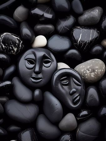 Colorful sea stones background, colored beach stones background, small stones wallpaper, colorful pebble background.の素材