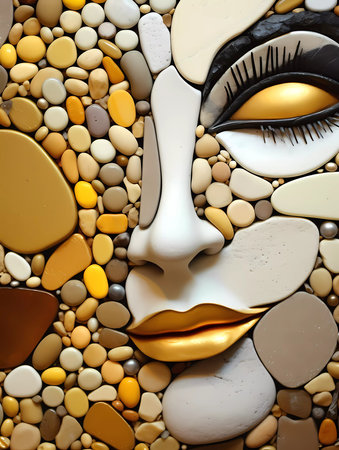 Colorful sea stones background, colored beach stones background, small stones wallpaper, colorful pebble background.の素材