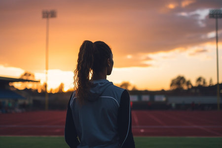 A young pretty woman doing morning stretch workout. Sport and healthy lifestyle. Copy space banner.の素材