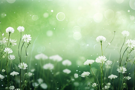 Green spring and summer background with beautiful white flowers.の素材