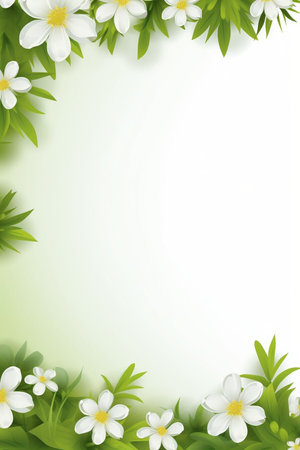 Spring and summer decorations background with beautiful wild flowers. Copy space for text bannerの素材