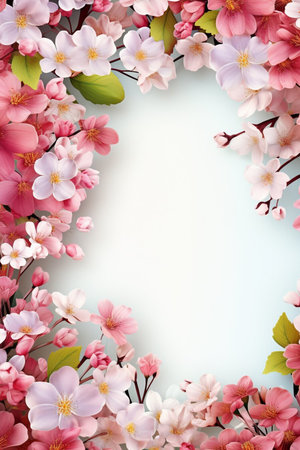 Spring and summer decorations background with beautiful wild flowers. Copy space for text bannerの素材