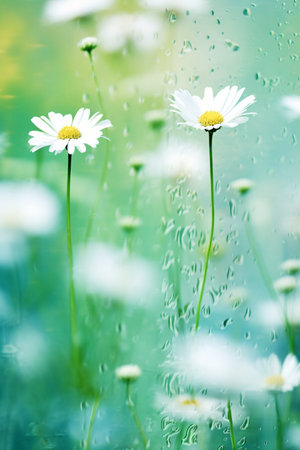 Green spring and summer background with beautiful white flowers.の素材