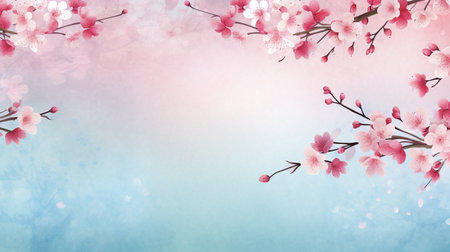 Spring and summer decorations background with beautiful wild flowers. Copy space for text bannerの素材
