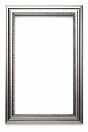 Wooden picture frame isolated on white background with copy space. Image display concept.の素材