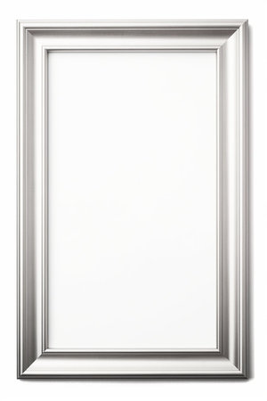Wooden picture frame isolated on white background with copy space. Image display concept.の素材