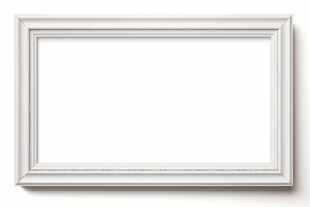 Wooden picture frame isolated on white background with copy space. Image display concept.の素材