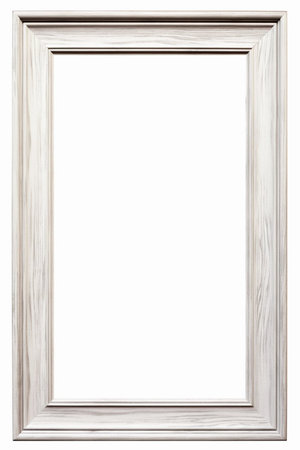 Wooden picture frame isolated on white background with copy space. Image display concept.の素材