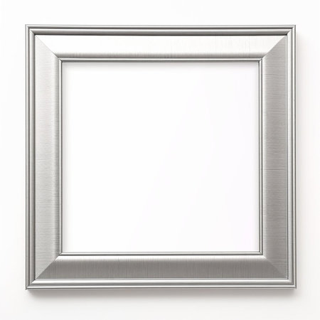 Wooden picture frame isolated on white background with copy space. Image display concept.の素材