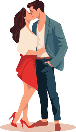 Love couples dating, hugging, walking. Men and women in romantic relationship, embracing, standing during rendezvous. Flat vector illustrations isolated on white backgroundのイラスト素材