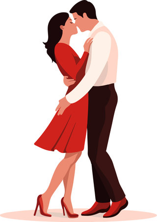 Love couples dating, hugging, walking. Men and women in romantic relationship, embracing, standing during rendezvous. Flat vector illustrations isolated on white backgroundのイラスト素材